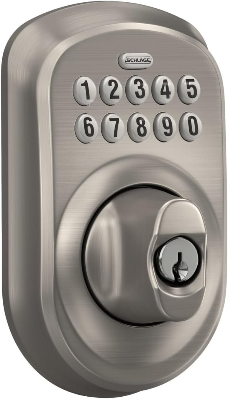 Plymouth Keyless Deadbolt - Illuminated Keypad Entry Lock in Sleek Satin Nickel