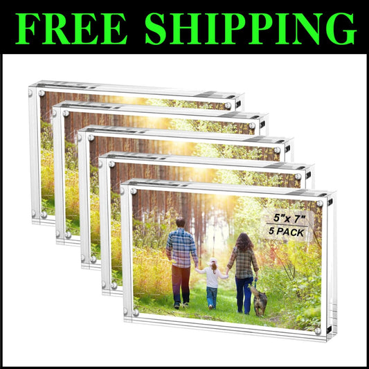 Clear Acrylic Picture Frame Set - 5x7 Double-Sided Frames for Any Occasion