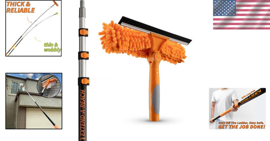 7-30 ft Telescopic Window Washing Kit - Ultimate Cleaning Tool with 36+ ft Reach