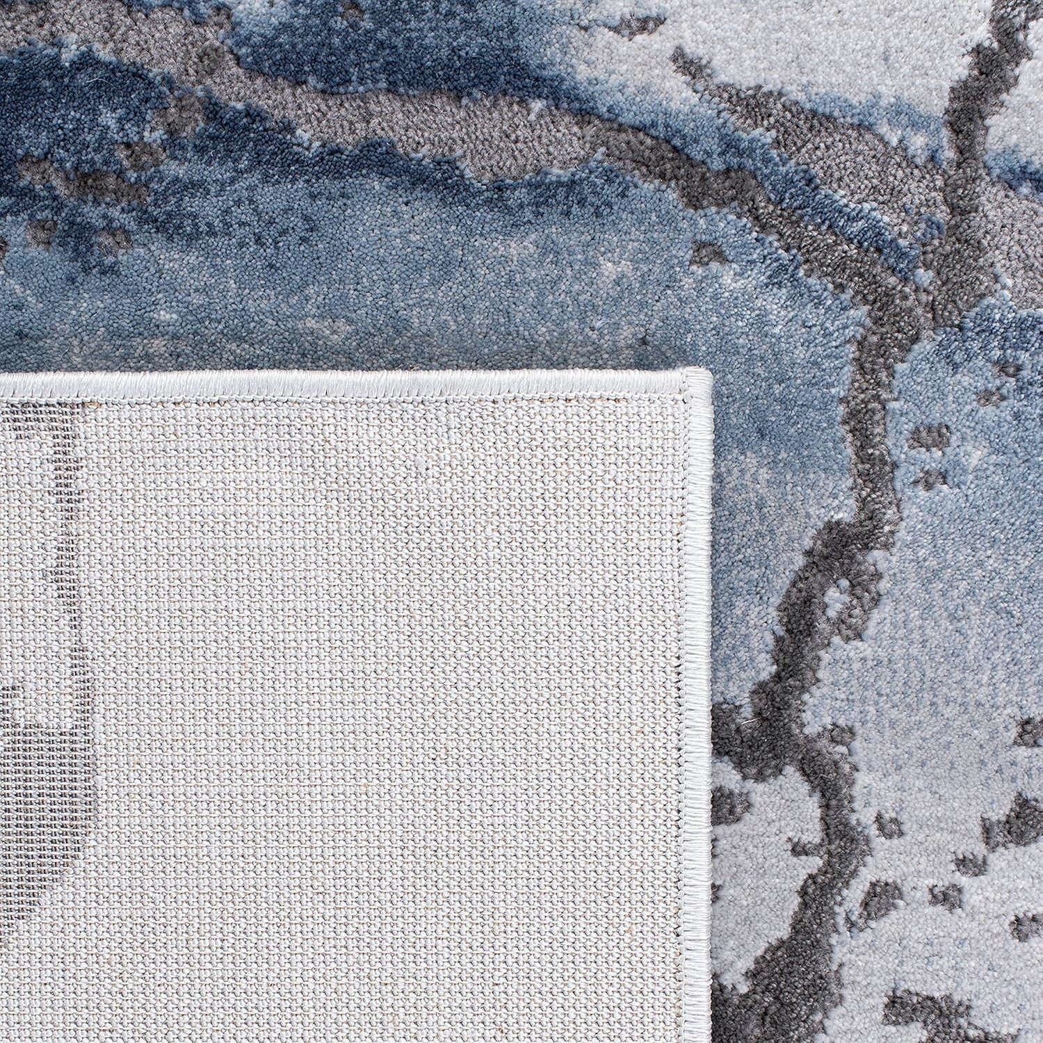 Stain Resistant Grey & Blue Area Rug - 9' x 12', Ideal for High Traffic Spaces