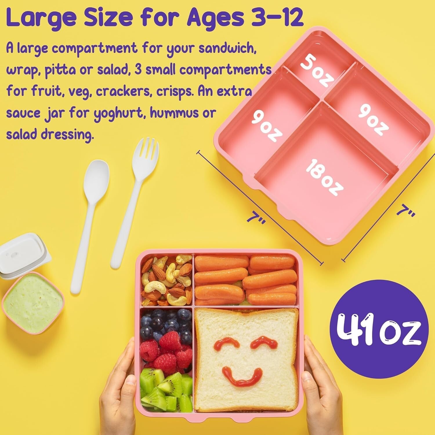 Leak-Proof 4-Compartment Kids Bento Box & Insulated Water Bottle for School Fun