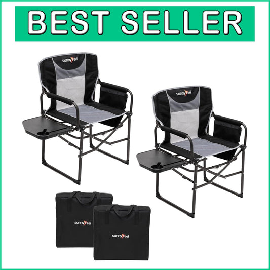 Portable Camping Directors Chair with Side Table - Ideal for Fishing & Picnics