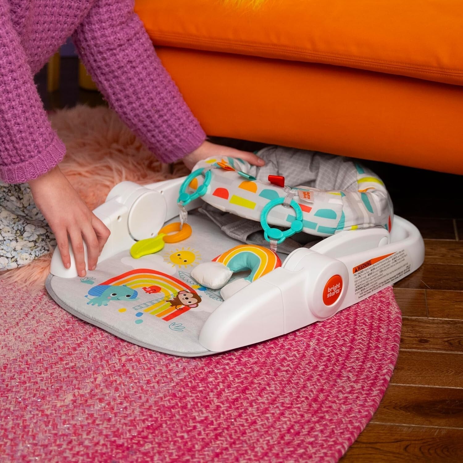 Learn-To-Sit Portable Baby Floor Seat 2 Positions with Sensory Toys, 4-12 Months