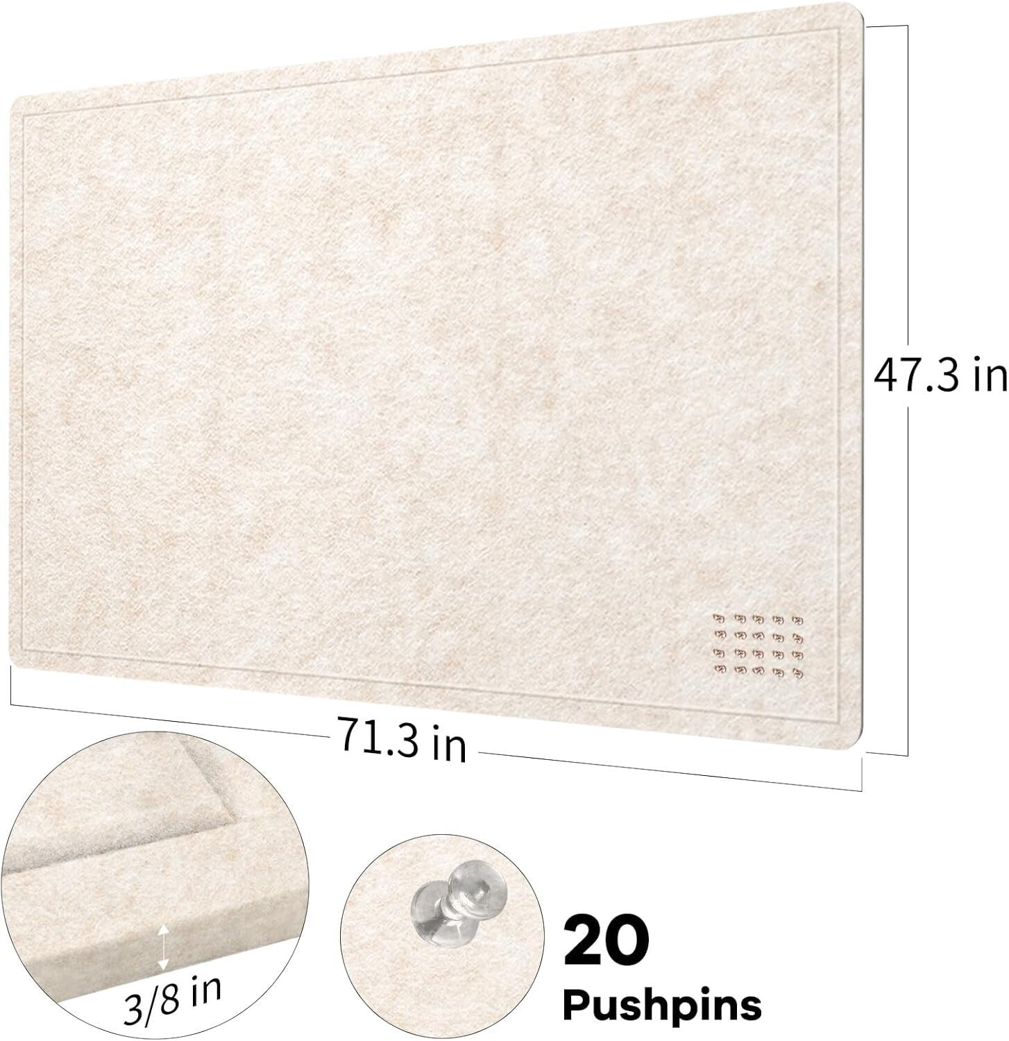 Elegant Frameless Large Felt Pin Board - 6' x 4' Decorative Display Board