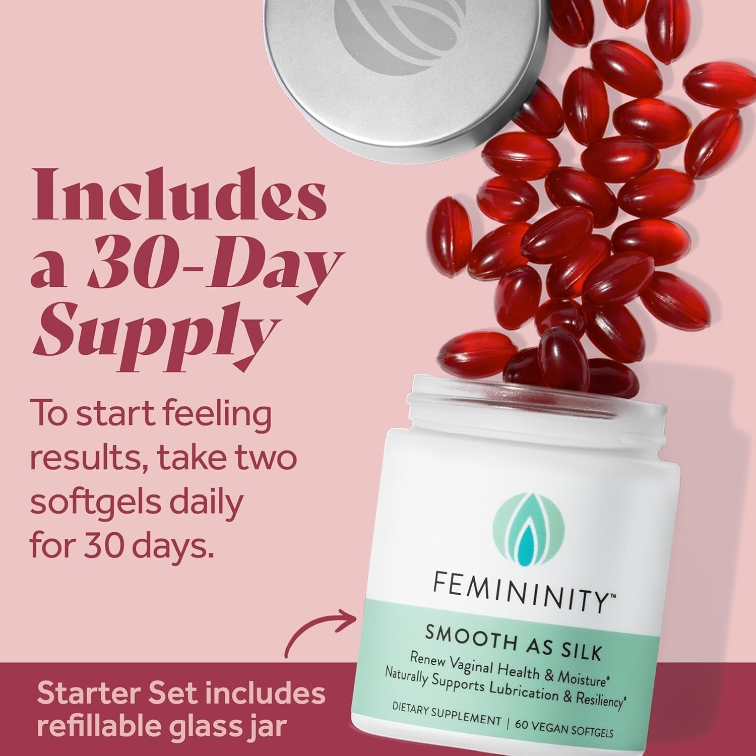Daily Hydration Softgels: Femininity Smooth as Silk 60ct for Women's Wellness