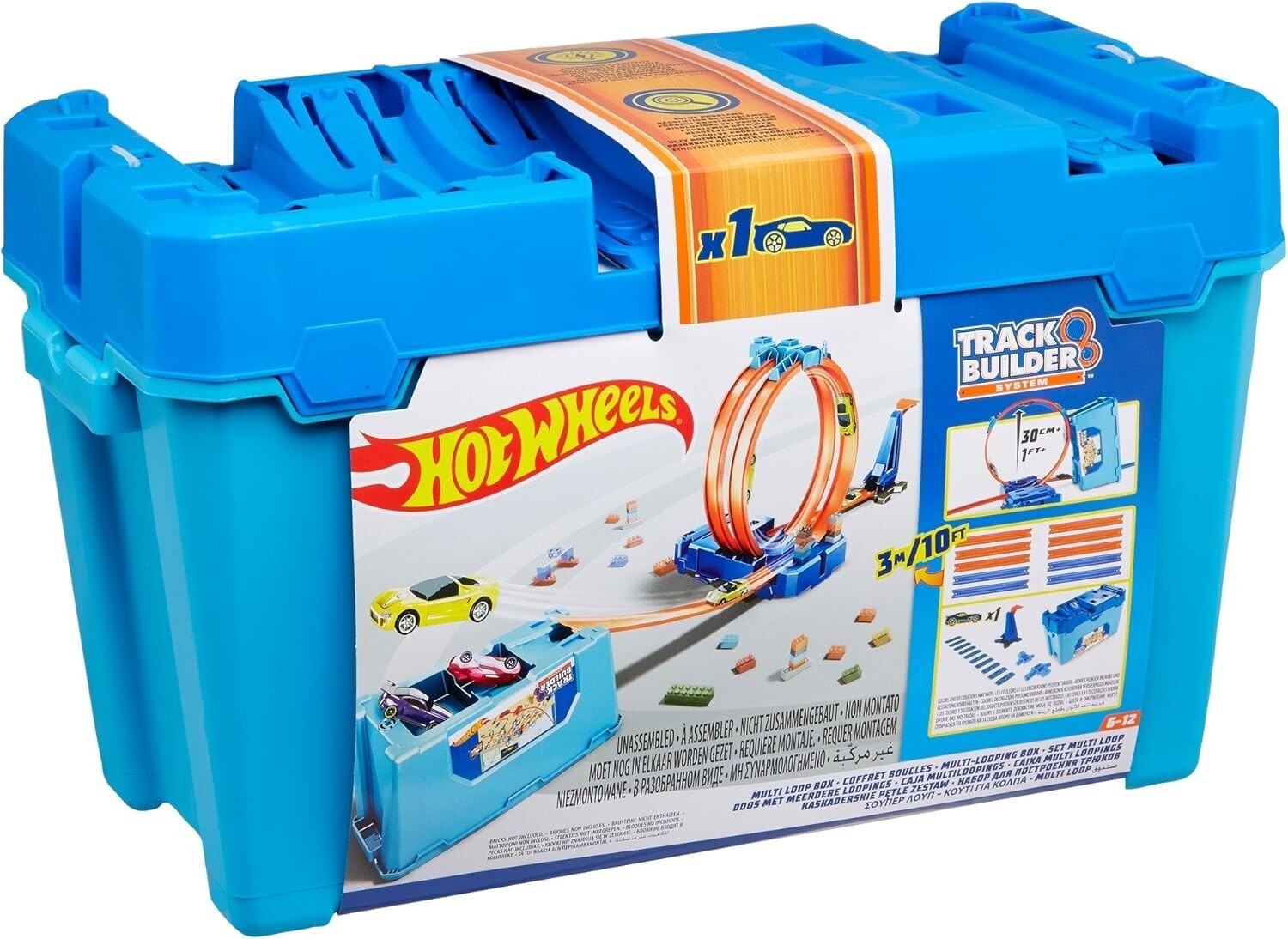 Creative Toy Car Track Builder with 10ft of Track & Stunts in Storage Bin