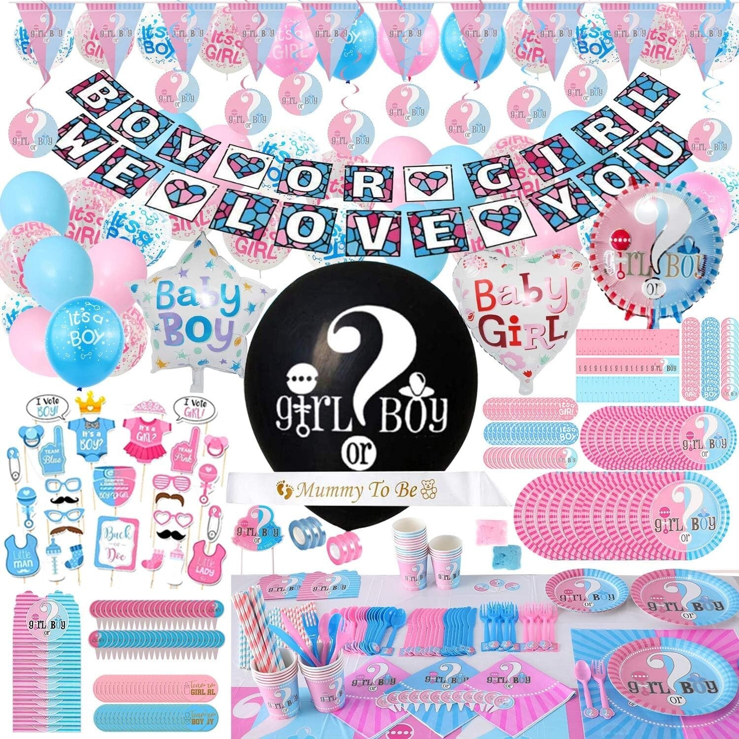 All-in-One Gender Reveal Supplies Set - 563 Pieces for Unforgettable Memories