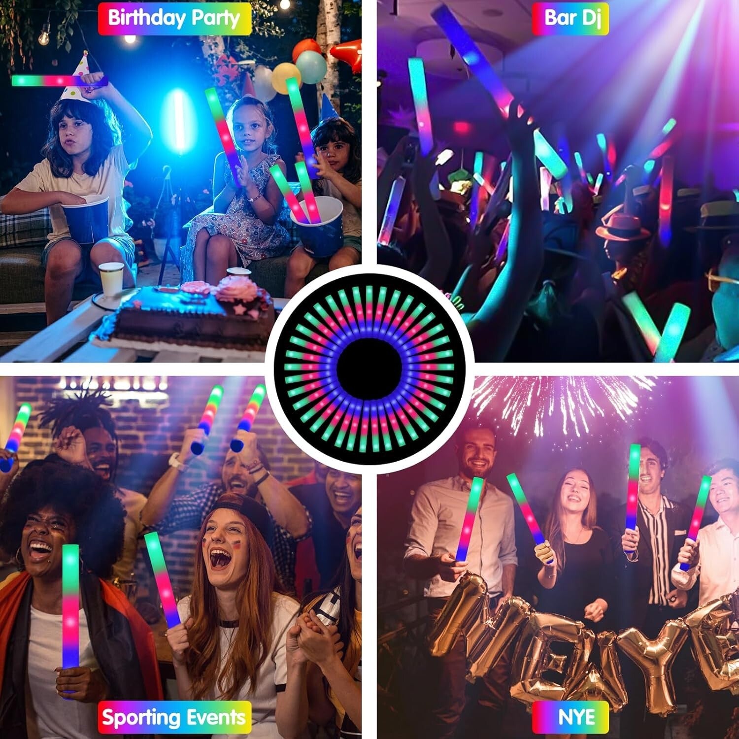 Eco-Friendly 105 PCS Foam Glow Sticks - Perfect for Raves, Concerts & More