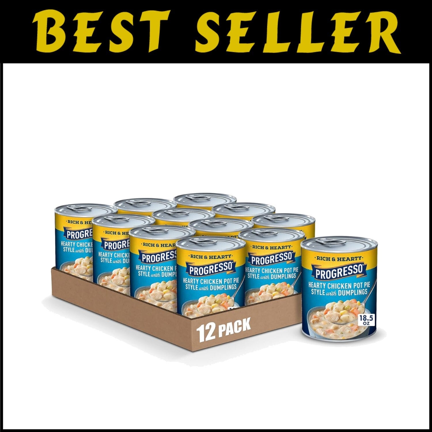 Rich Chicken Pot Pie Soup with Dumplings - 12x18.5 oz Canned Comfort Food