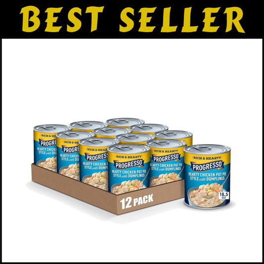 Rich Chicken Pot Pie Soup with Dumplings - 12x18.5 oz Canned Comfort Food