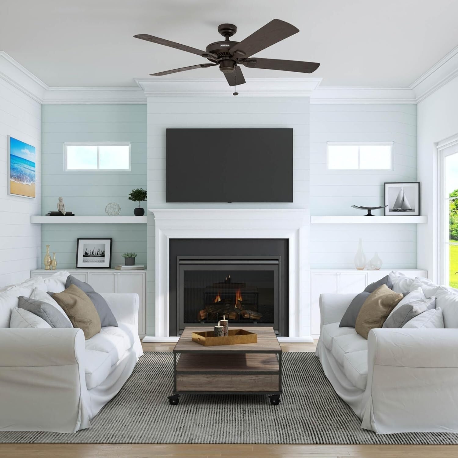 Belmar 52" Outdoor Ceiling Fan in Bronze - Quiet Operation with Pull Chain