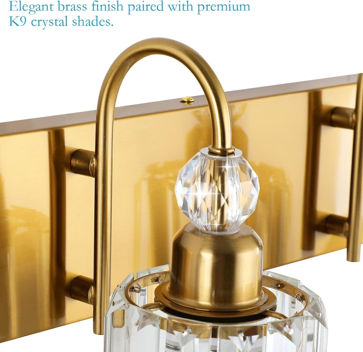 Elegantly Crafted 5-Light Brass Gold Vanity Wall Lighting with Crystal Shades