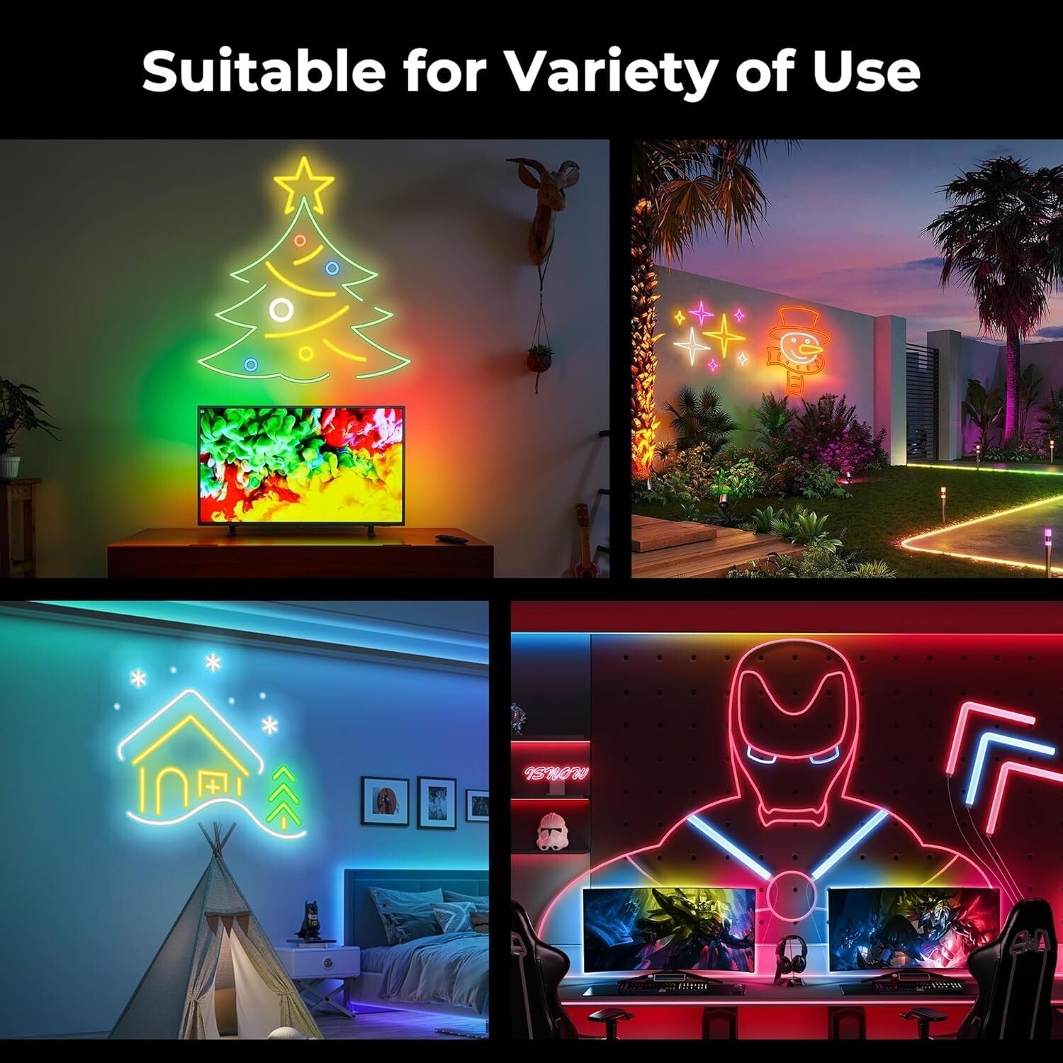 Durable IP67 Neon Rope Lights - 100FT Color-Changing LED with Smart Controls