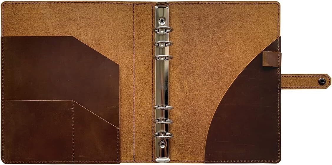 2025-2026 Leather Planner, A5 Refillable Organizer with Extra Storage Pockets