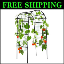 Load image into Gallery viewer, Stylish Black Metal Trellis: 80" Climbing Plant Support for Flowers &amp; Vegetables