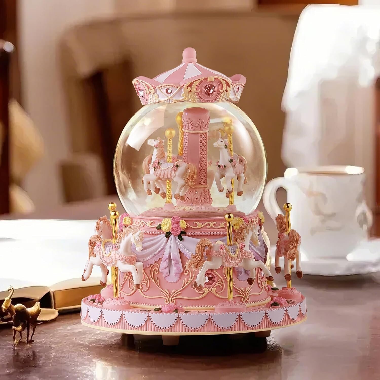 Enchanting Snow Globe Music Box: 'You Are My Sunshine' with Multi-Color Lights