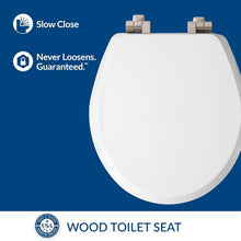 Load image into Gallery viewer, Elegant Round Toilet Seat with Brushed Nickel Hinges - Slow Close Wood Design