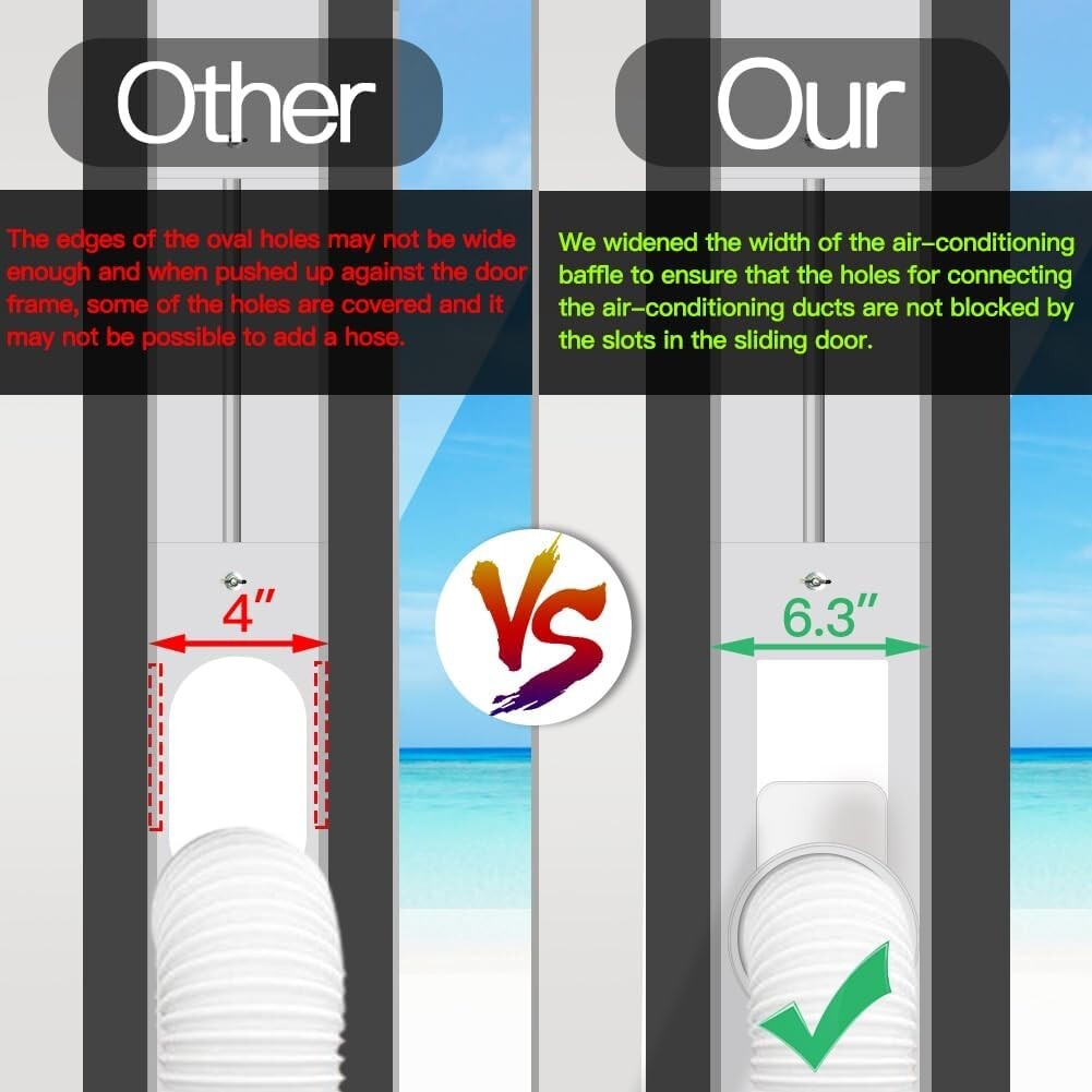 95" Sliding Door AC Vent Kit with Security Lock & Weather Stripping Solution