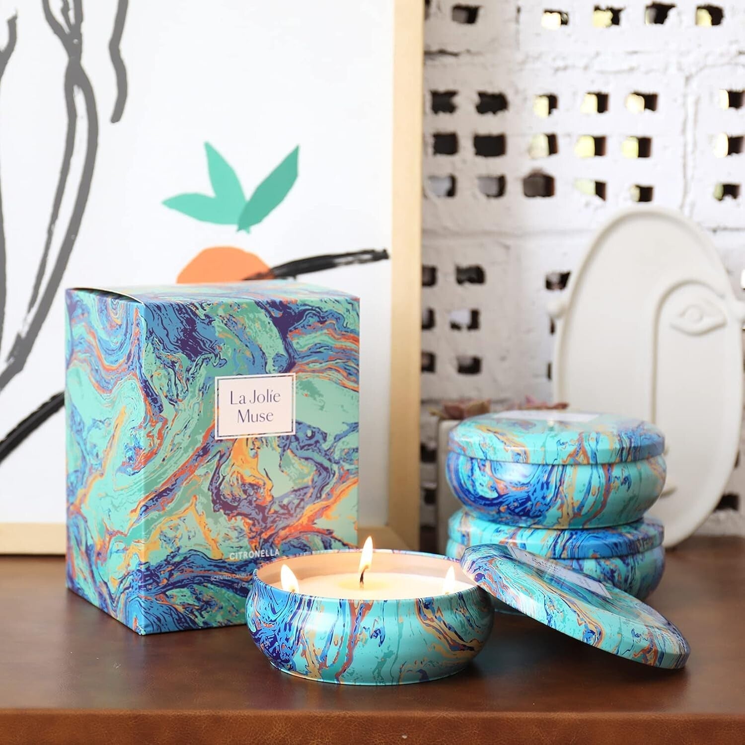 Natural Citronella Candle Set in Stylish Tin - Ideal for Outdoor Gatherings