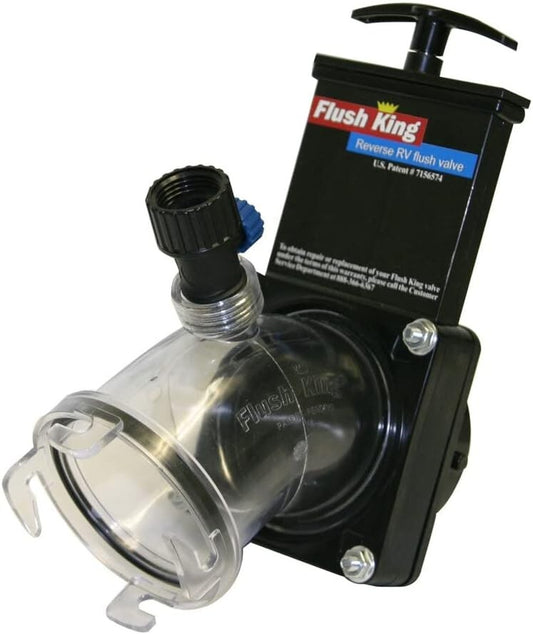 Effortless RV Flush Valve with 45-Degree Angle & Clear Construction Attachment