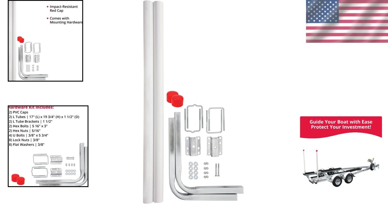 Durable SeaSense Guide Pole Kit - Trailers for Boats, Kayaks & Canoes Included