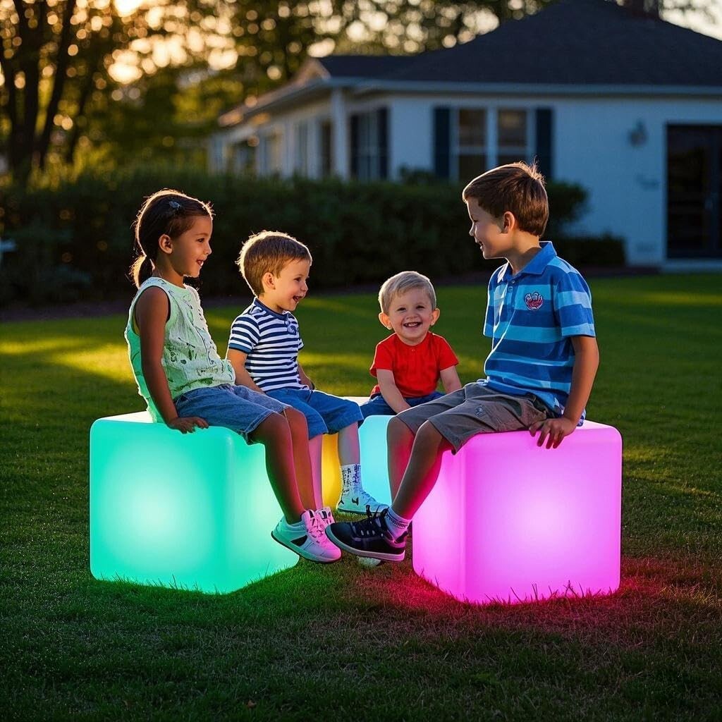 Rechargeable 14-Inch LED Cube Light - Mood-Enhancing Stool/Table for Any Event