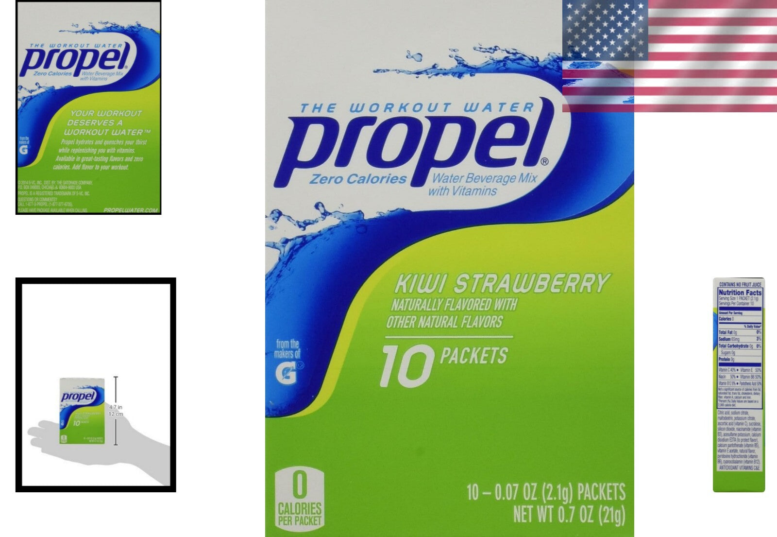 6-Pack Kiwi Strawberry Propel Powder Stick Packs - Flavorful Hydration Easy