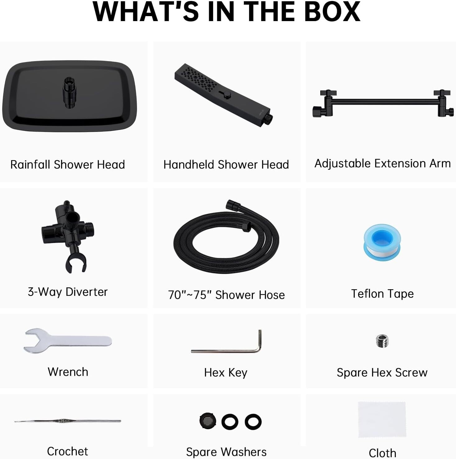 Modern 12-Inch Rain Shower Head Combo with Handheld Wand & Easy Install Features