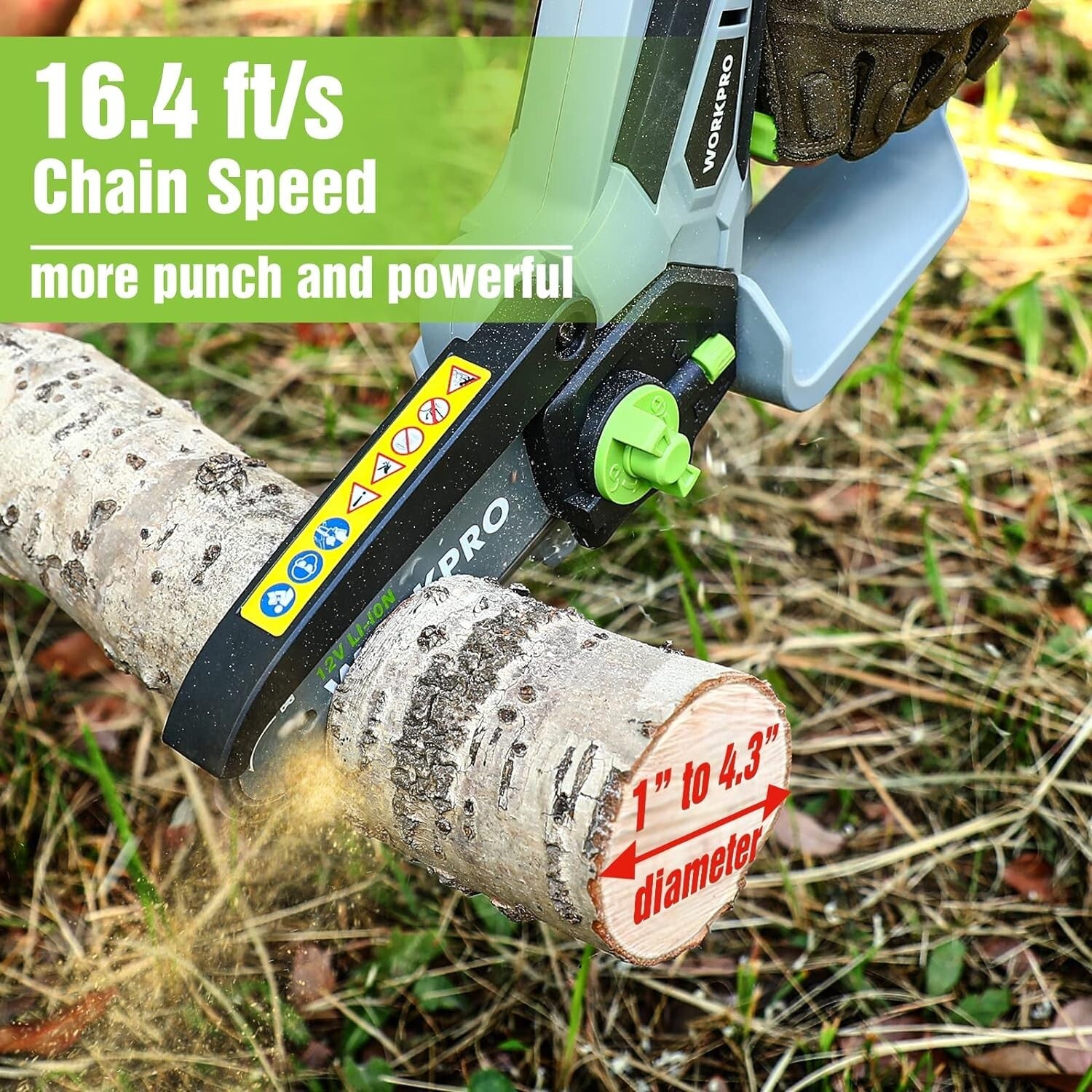 Lightweight Mini Chainsaw - 6.3" Cordless Electric Saw with 2 Lithium Batteries