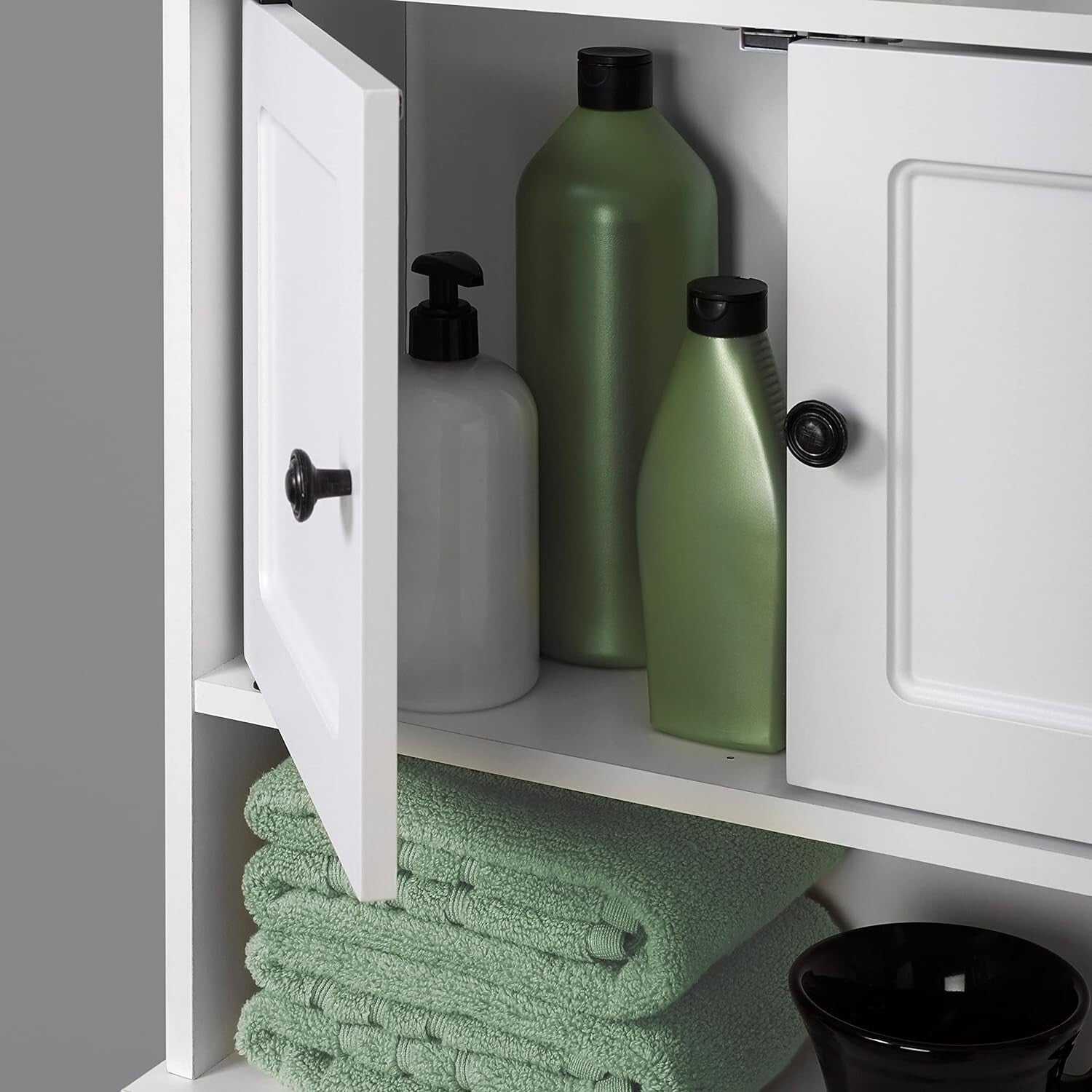 Stunning White Wooden Wall-Mounted Cabinet - Ideal for Bathroom or Utility Rooms