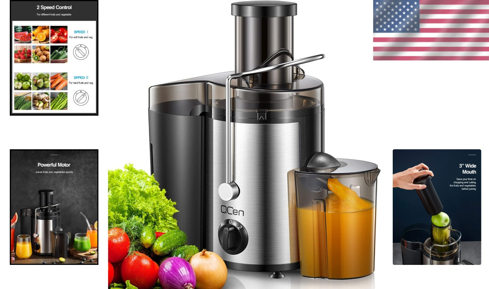 Centrifugal Juicer Extractor - 500W Power, BPA-Free, with Locking Safety Design