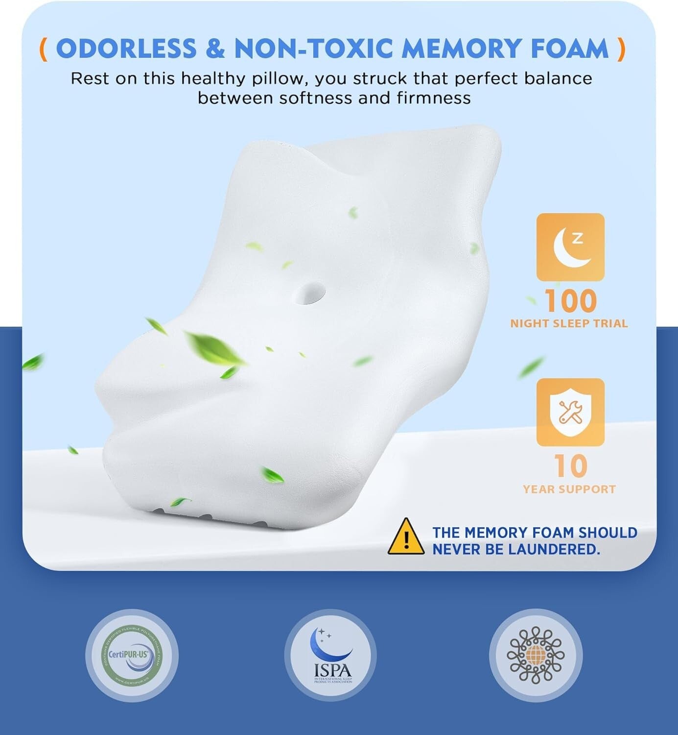 Adjustable Memory Foam Cervical Pillow - Ideal for Side, Back & Stomach Sleepers