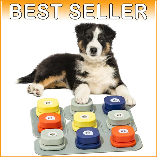Recordable Dog Communication Buttons with Rubber Mat for Interactive Training