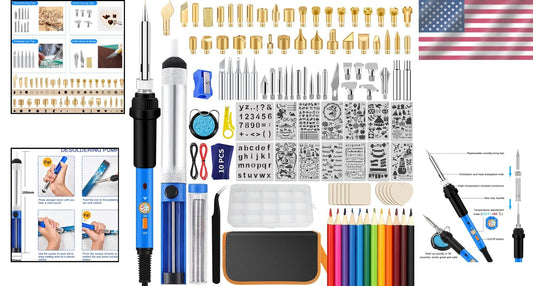 Professional 60W Pyrography Pen & Wood Burning Tools - Complete 116-Piece Set