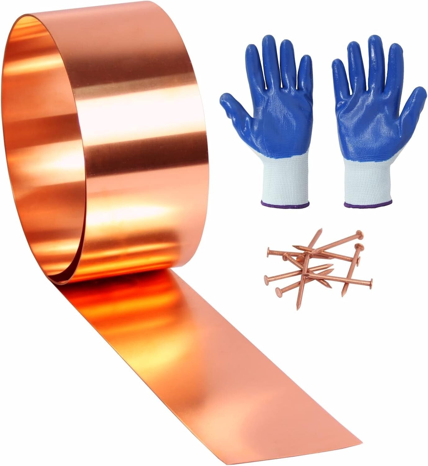 Durable 24 Ga Copper Flashing Roll - 0.5mm Thick with Gloves & Nails Included