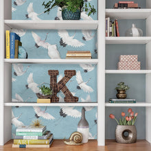 Load image into Gallery viewer, Elegant Halcyon Blue Peel &amp; Stick Wallpaper with Crane Design - 20.5'' x 216''