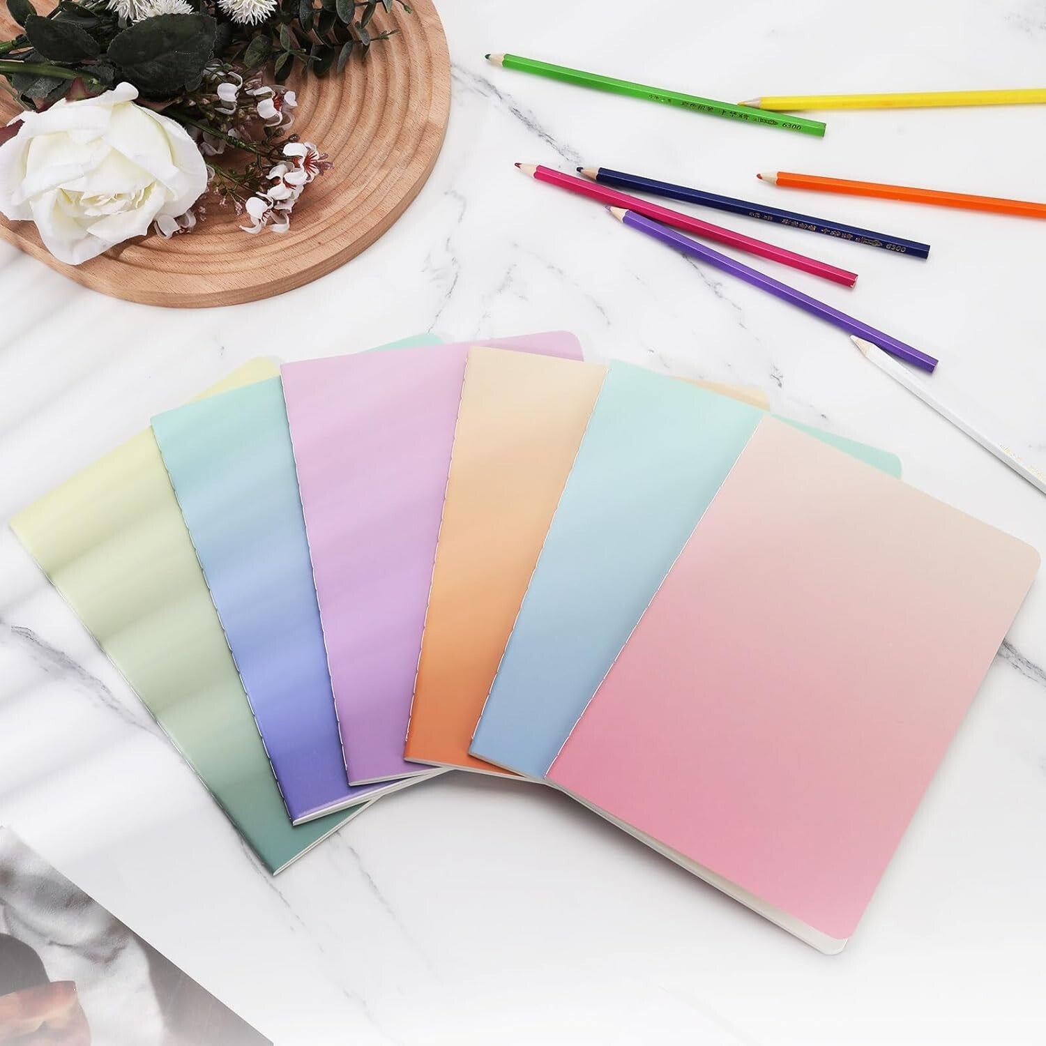 A5 Kraft Paper Notebooks - 12 Pack Gradient Lined Journals for Travel Writing