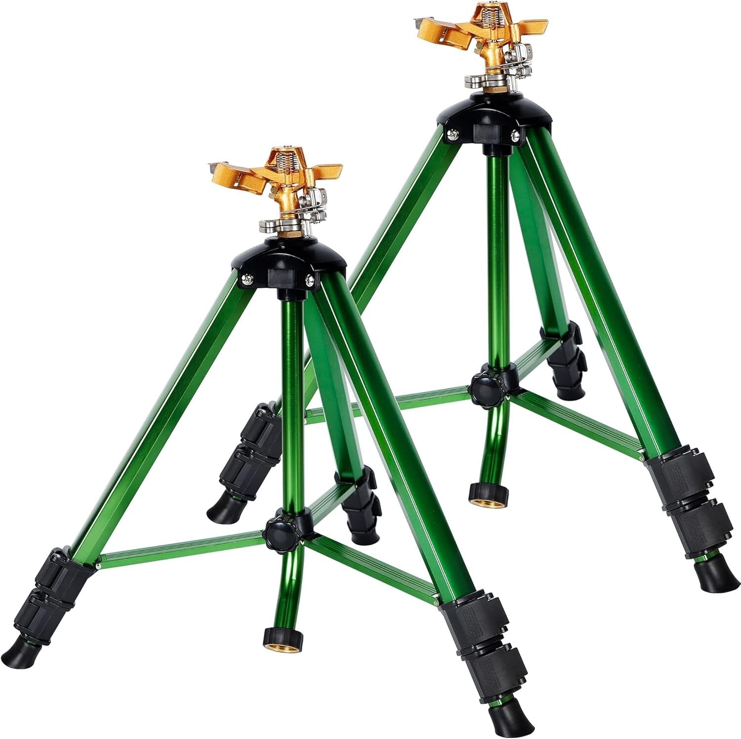 Effortless 360° Lawn Irrigation with Heavy-Duty Brass Tripod Sprinklers - 2 Pack
