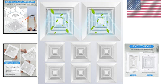 Durable 8-Pc Bathroom Exhaust Fan Covers - Stylish 12x12'' Grille Replacement