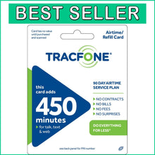 Load image into Gallery viewer, Compact Tracfone 450-Minute Airtime Card - 90 Days, No Bills or Surprises
