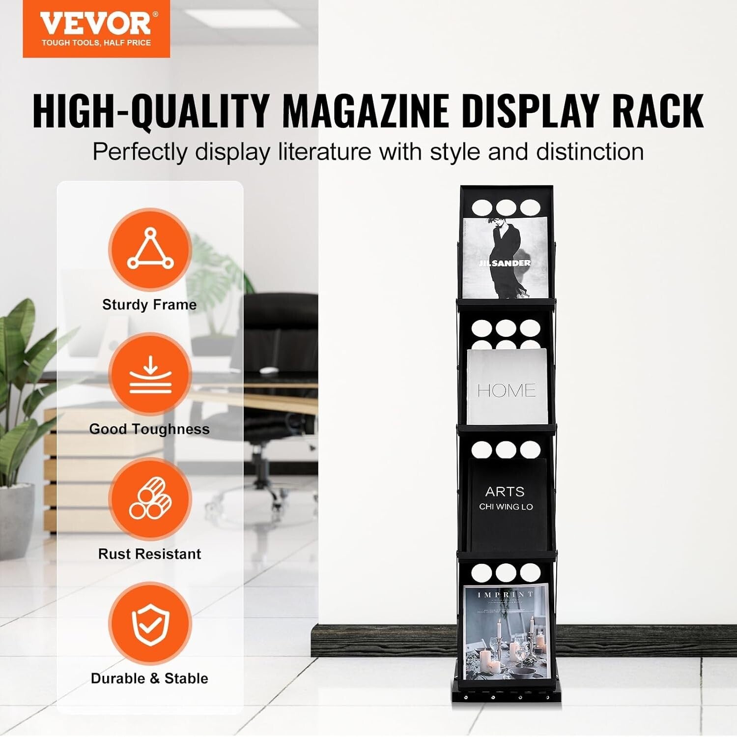 4-Tier Portable Brochure Display Stand with Carrying Bag - Office & Trade Shows