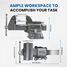 Load image into Gallery viewer, Sturdy 6.5 Inch Ductile Iron Bench Vise - 210° Swivel Base for Precision Work