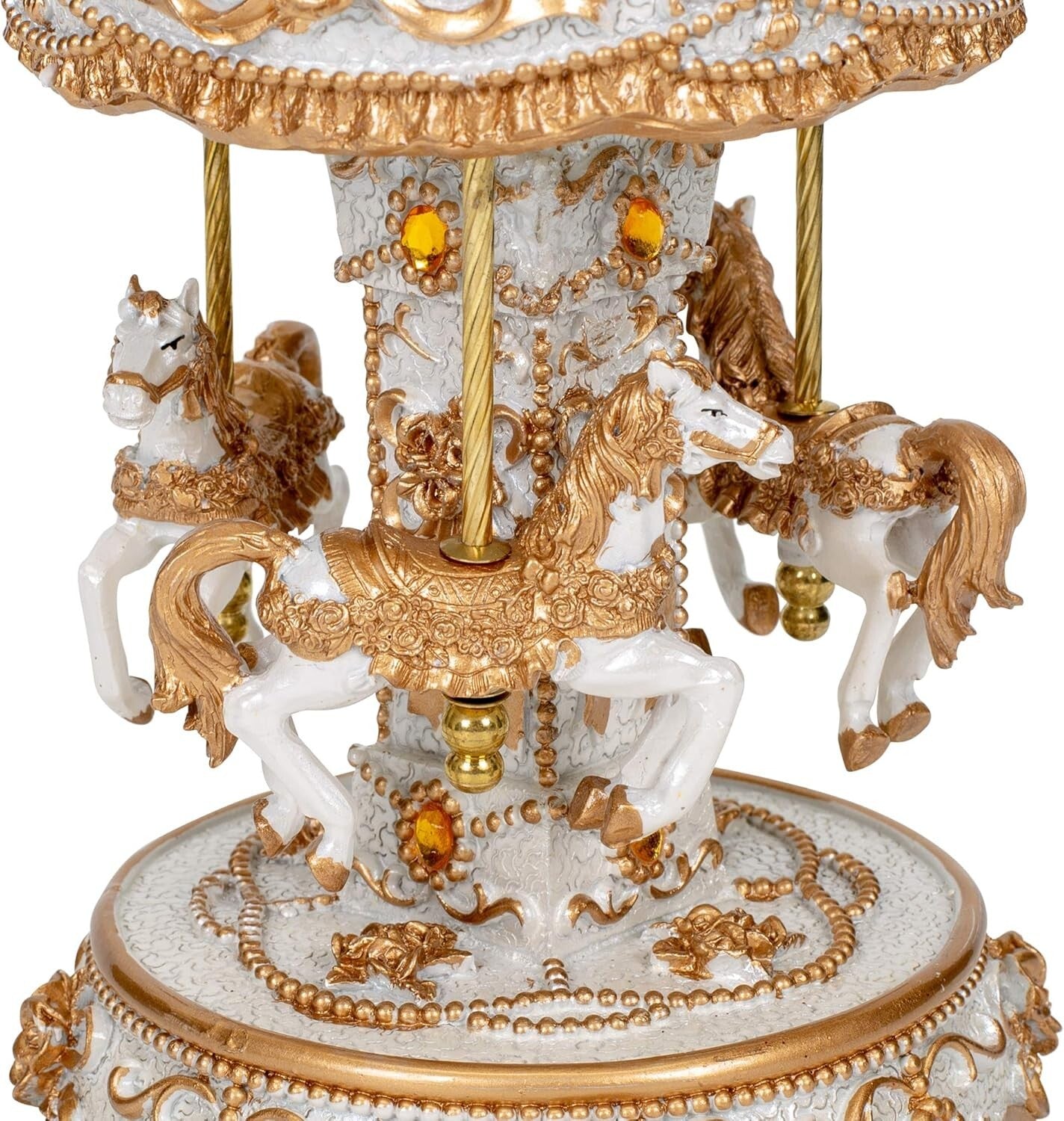 Collectible 10 Inch Gold Tone Carousel with Spinner & Waltz Tune – Artisan Made