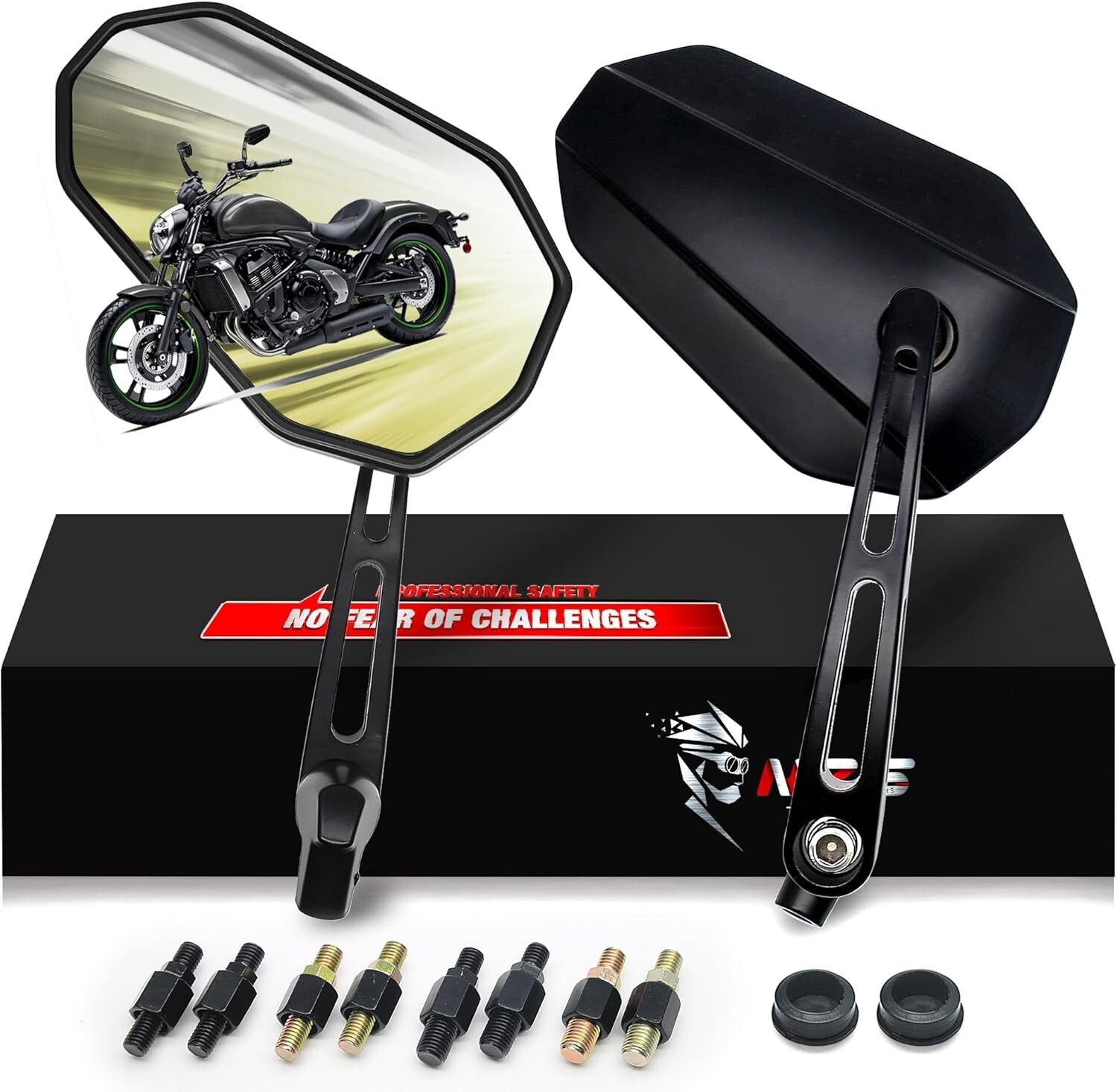 Universal Motorcycle Mirrors - Adjustable Heavy-Duty Aluminum Side Mirrors