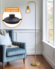 Load image into Gallery viewer, Stylish 63.75" Gold Industrial Floor Lamp with Eco-Friendly 4W LED &amp; Footswitch