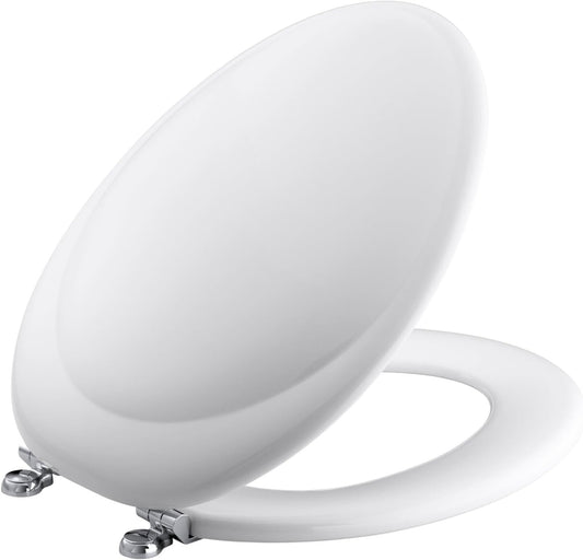 Revival Elongated Toilet Seat with Elegant Chrome Hinges - Vintage 1930s Style