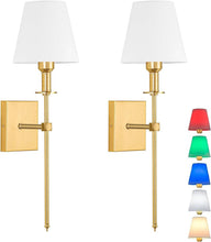 Load image into Gallery viewer, Elegant Gold Battery-Powered Wall Sconce Set - Dimmable &amp; Adjustable Lighting