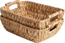 Load image into Gallery viewer, Rustic Water Hyacinth Baskets with Wooden Handles - Perfect for Any Room, 2-Pack