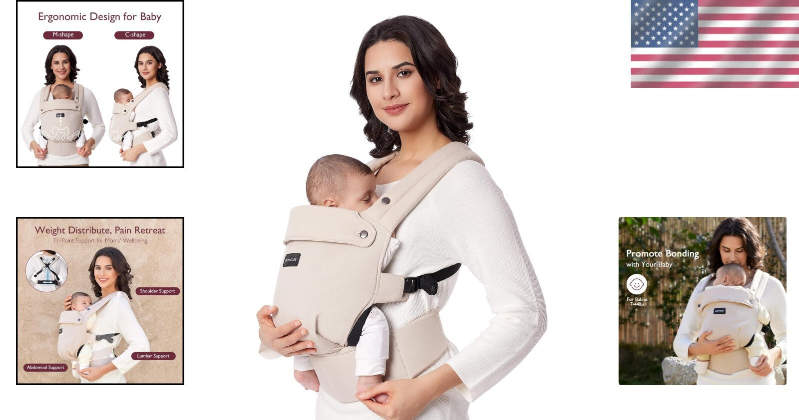 3-in-1 Lightweight Baby Carrier with Lumbar Support - Ideal for Growing Babies