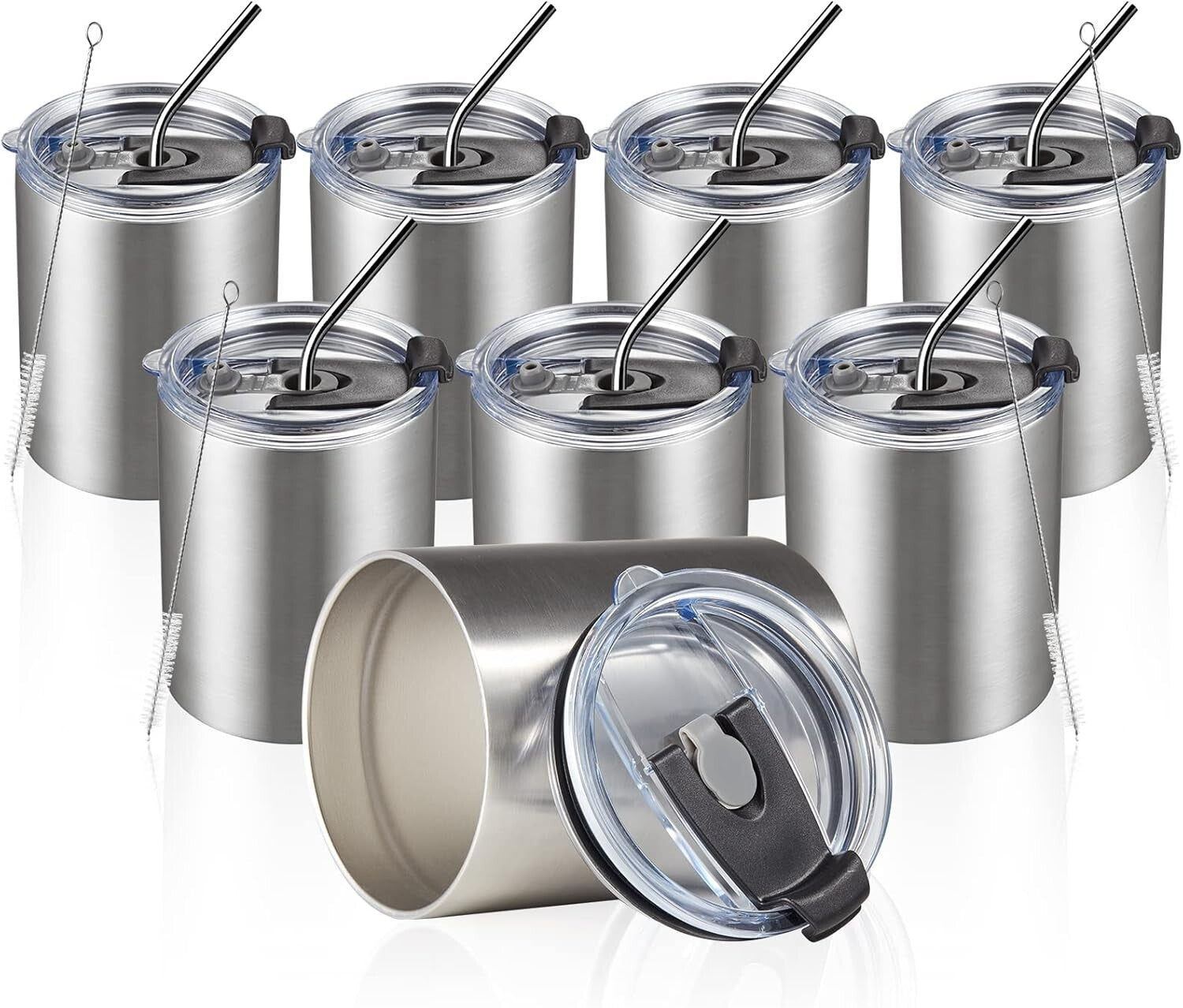 Premium 8 Pack Double Wall Coffee Cups - Reusable Tumblers for Hot & Cold Drinks